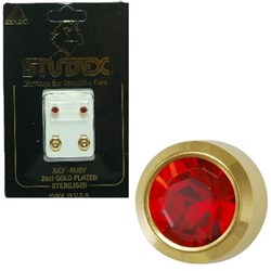 STUDEX Birthstone studs - reg bezel gold - july / ruby